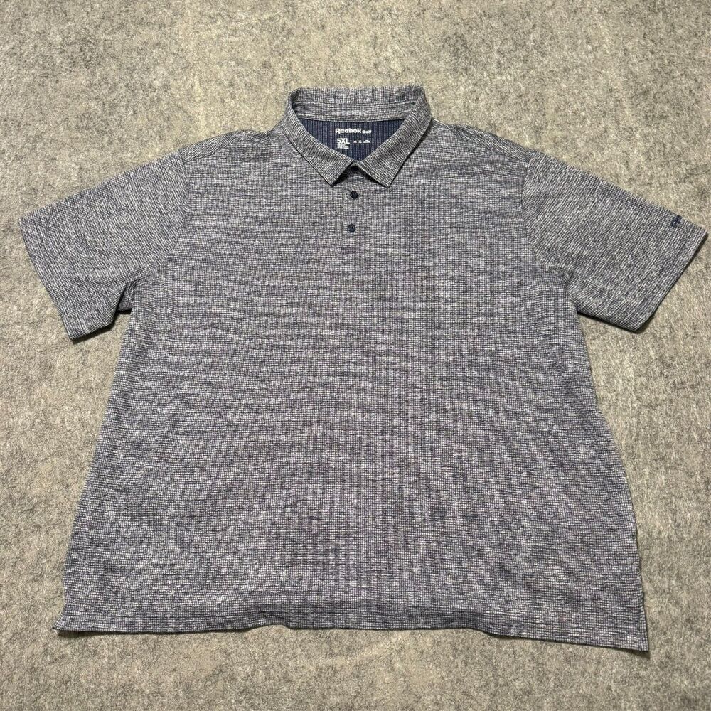 Reebok Golf Mens Polo Shirt Size 5XL Grey Tile Print Performance Big & Tall